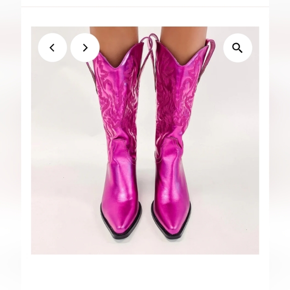 Billini Metallic Fuscia Pink Cowboy Boots, Vibrant Western Style, Size 8 - Picture 2 of 7